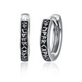 thumbnail image 1 of TANGPOET Nordic Viking Runes Hoop Earrings Silver Hoops Earrings Men 925 Sterling Silver Hypoallergenic Huggie Hoop Mens Earring, 1 of 6