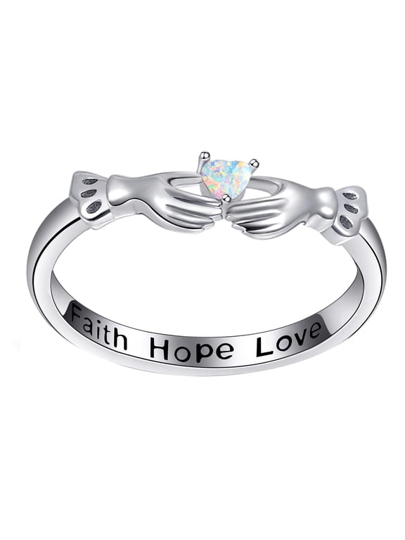925 Sterling Silver Faith Hope Love Band Rings Birthday Valentine Jewelry Gifts For Women
