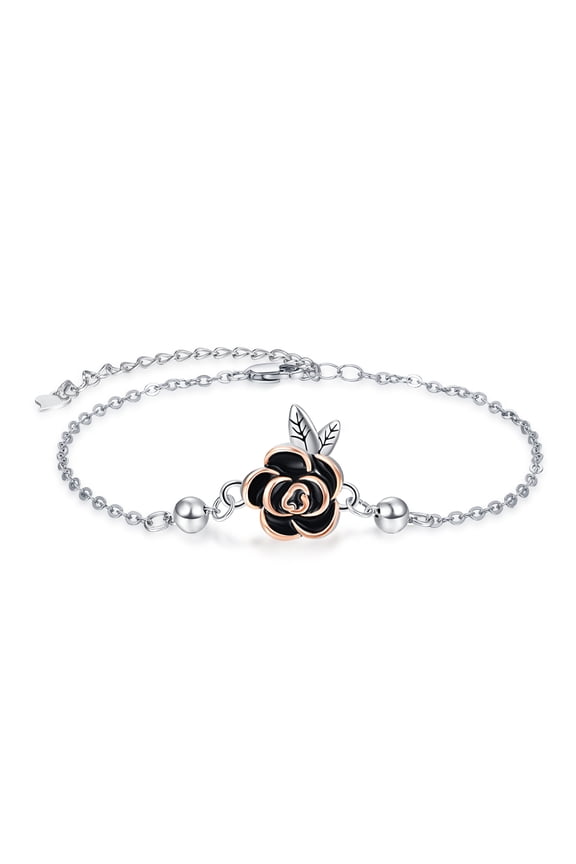 Rose Bracelet for Women Girls 925 Sterling Silver Bracelets Jewelry Gifts for Mom Daughter Sister Best Friend Charms 7+2inch Adjustable
