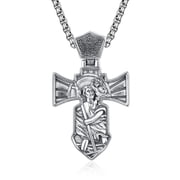 TANGPOET Saint Christopher Pendant 925 Sterling Silver Miraculous Medal Catholic Necklace