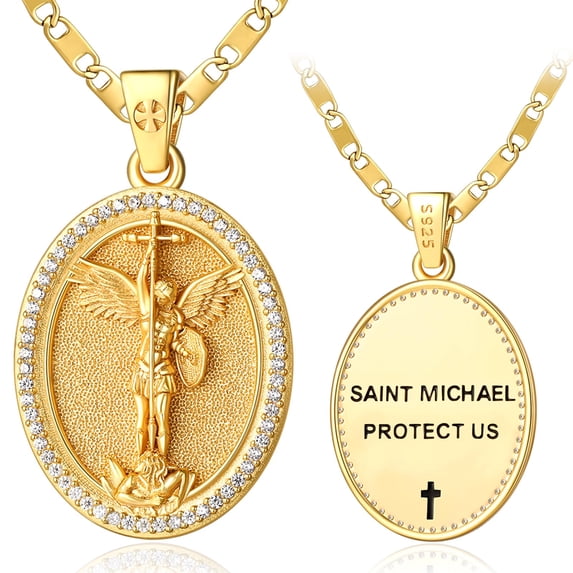 TANGPOET Saint Michael Medal Necklace Protection Necklace for Women