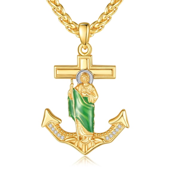 TANGPOET Saint St Jude Necklace for Men Women 925 Sterling Silver Anchor Deisign San Judas Necklace Men Jewerly