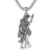 TANGPOET St Christopher Necklace Mens Womens 925 Sterling Silver Saint Christopher Medal for Traveler Car
