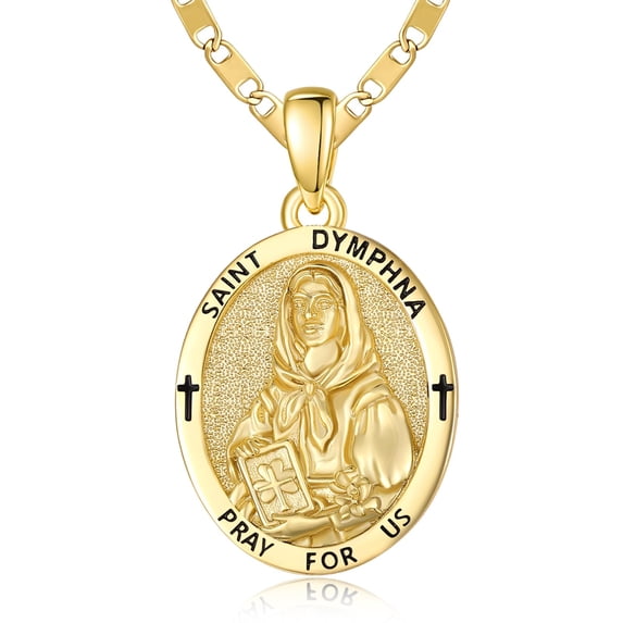 TANGPOET St Dymphna Medal Pendant Necklace Protection Necklace