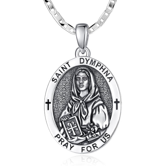 TANGPOET St Dymphna Medal Pendant Necklace Protection Necklace