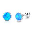 thumbnail image 1 of TANGPOET Sterling Silver Earring 925 Opal Round Female Ear Studs Birthstone Gift for Women, 1 of 7