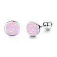 thumbnail image 1 of TANGPOET Sterling Silver Earring 925 Opal Round Female Ear Studs Birthstone Gift for Women, 1 of 7