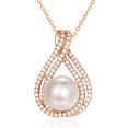 thumbnail image 1 of TANGPOET Sterling Silver Rose Gold Plated White Pearl Necklace Women, 1 of 5