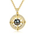 thumbnail image 1 of TANGPOET Tahitian Black Pearl Compass Valentines Necklace For Women,14K Gold Plated 925 Silver Saltwater Pearl Jewelry,Anniversary Birthday Gifts for Her Wife Mom Daughter Friend Grandma, 1 of 5