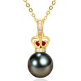 thumbnail image 1 of TANGPOET Tahitian Black Pearl Crown Valentines Necklace For Women,925 Silver Saltwater Pearl Jewelry, Gift For Friend Mother Wife, 1 of 5