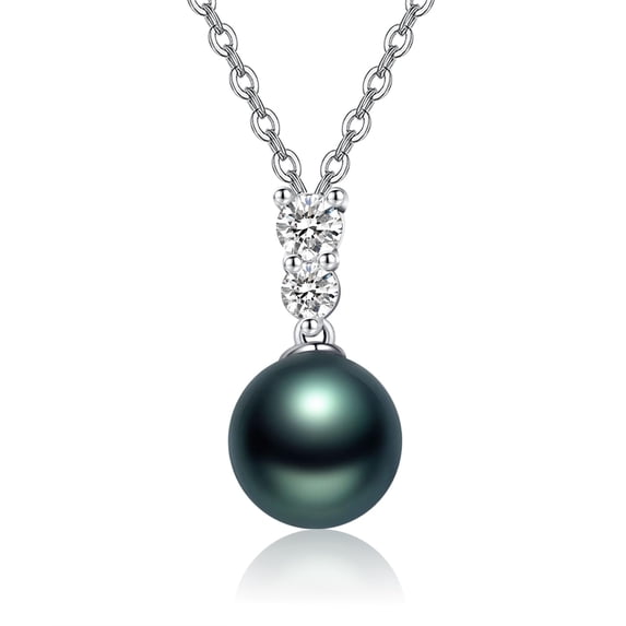 TANGPOET Tahitian Black Pearl Necklace for Women Sterling Silver Black Pearl Pendant Necklace everyday Anniversary Birthday Gift For Women Wife Her Mom Mother Grandma
