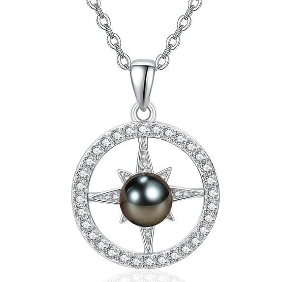 TANGPOET Tahitian Grade Black Pearl Star Valentines Necklace For Women,925 Silver Saltwater Pearl Jewelry,Anniversary Birthday Gifts for Her Wife Mom Daughter Friend Grandma