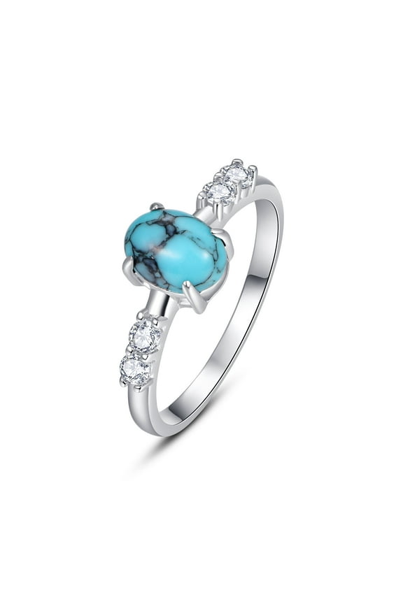 Turquoise Rings 5A CZ for Women 925 Sterling Silver Ring Jewelry Gift for Mom Women Wife Mom Party Club Statement