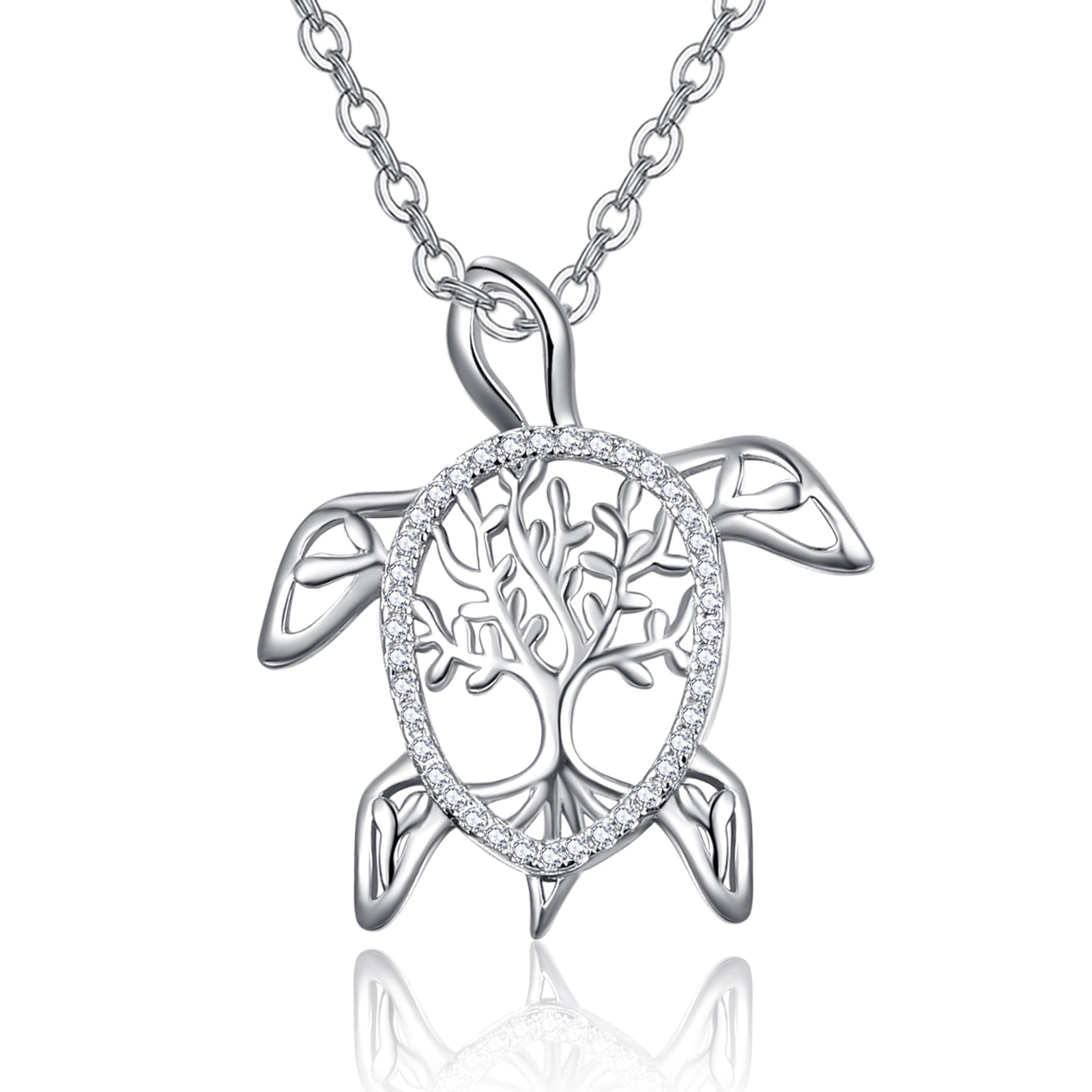 TANGPOET Turtle Necklaces 925 Sterling Silver Necklace for Women Turtle