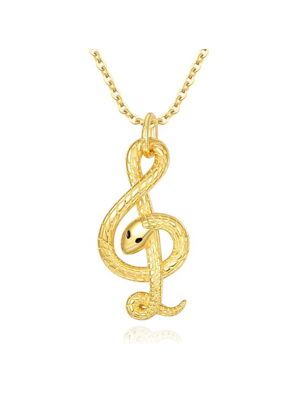 Music Note Snake Necklace Sterling Silver 14K Gold Plated Jewelry
