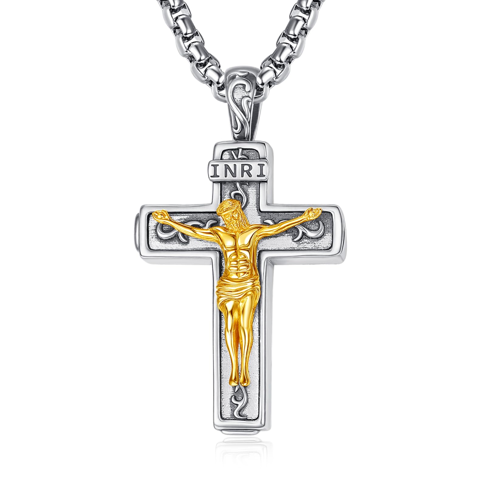 TANGPOET Urn Necklaces for Ashes Cross Necklace for Men Cremation Necklace