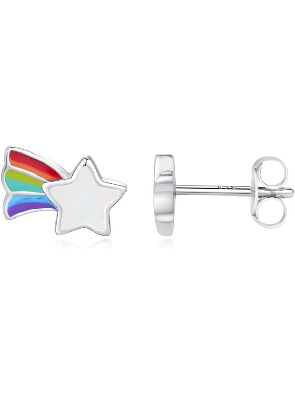 Valentines Day Gifts for Women Opal Star Stud Earrings for Women Sterling Silver Opal Stud Earrings Rainbow Jewelry Anniversary Birthday Gift for Wife Her Mom