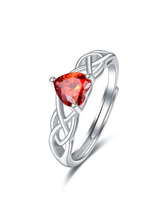 Valentines Day Rings January Birthstone Rings for Women Rudy Heart Rings Adjustable Thumb Rings Garnet Jewelry Valentines Day Gifts