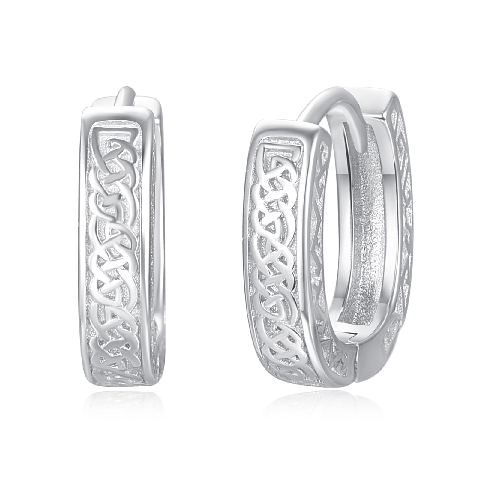 TANGPOET Viking Earrings Men Silver Hoop Earrings Men Viking Jewelry