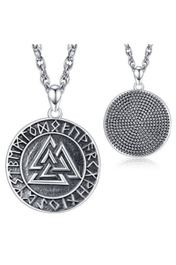 Viking Valknut Necklaces for Men S925 Sterling Silver Necklace for Men Father Friend Lovers Amulet Protection Jewelry