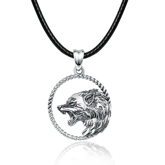 TANGPOET Wolf Necklace for Men 925 Sterling Silver Viking Wolf Pendant Necklace Amulet Jewelry Gifts for Boyfriend Father
