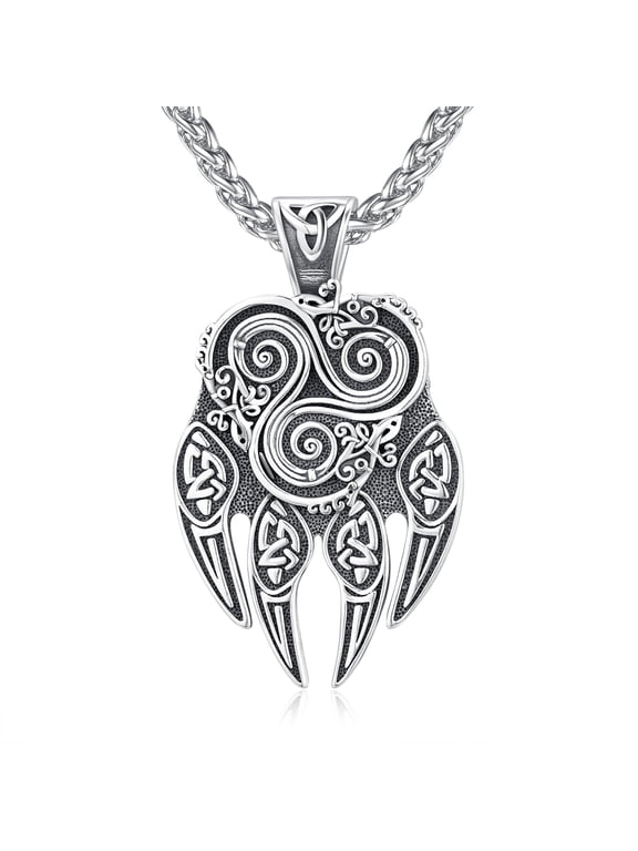 Wolf Paw Necklace 925 Sterling Sliver Wolf Gifts for Women Men with Stainless Steel Chain