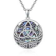 TANGPOET925 Sterling Silver Celtic Knot Necklace Irish Triquetra Celtic Pendant Jewelry Mother Days Gift for Women 1-Celtic Knot Necklace
