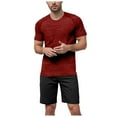 thumbnail image 1 of TANGQIOP Men T-Shirts Short Sleeve Color Cotton Athletic Quick Dry Running Fitness Crew Neck Solid Stretchable Loose Breathable Brick Red XL, 1 of 6