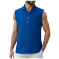 thumbnail image 1 of TANGQIOP Men T-Shirts Short Sleeve Half-Placket Sleeveless Base Layer Undershirts Outdoor Casual Vest Quick Dry Breathable Blue S, 1 of 4