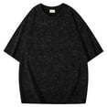 thumbnail image 1 of TANGQIOP Short Sleeve T-Shirts for Men Plus Size Heavyweight Loose Cotton Batik Washed Vintage Crew Neck Quick Dry Breathable Black XL, 1 of 4