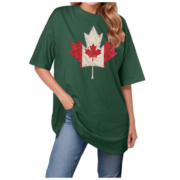 TANGQIOP Short Sleeve T-Shirts for Women Drop Shoulder Crew Neck Loose Letter Print Breathable Basic Workout Dressy Casual Green S