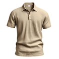 thumbnail image 1 of TANGQIOP T-Shirts for Men Short Sleeve Linen British Style Loose Breathable Collared Neck Polo Shirts Solid Color Quick Dry Loose Khaki M, 1 of 8