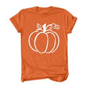 Women's Halloween Pumpkin T-Shirt - Sparkly Gold Polka Dot Design, Soft Blend Fabric