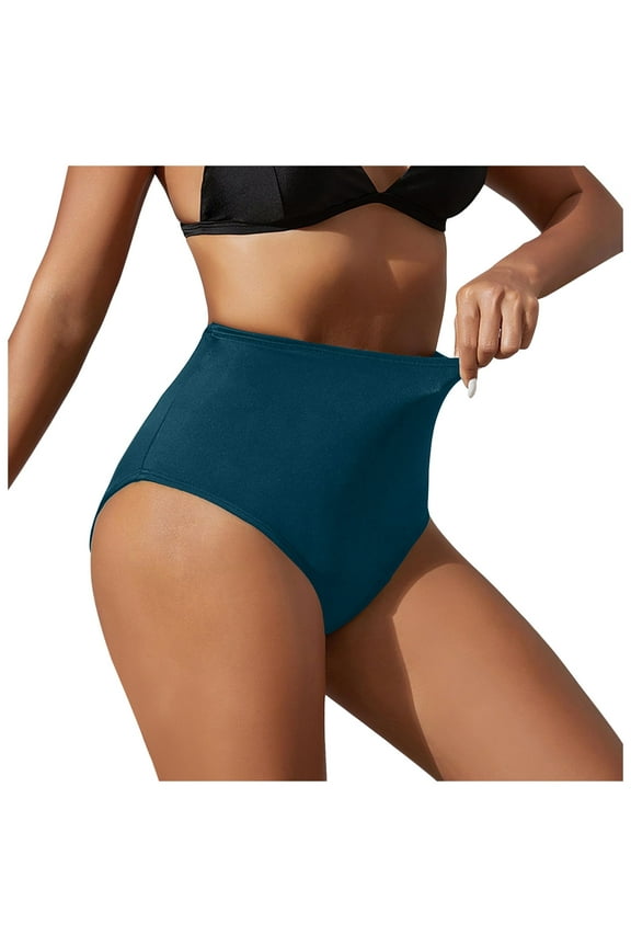 Women'S Bikini Bottoms Bathing Suit Butt Lifting Menstrual High Rise Tummy Control Tankini Swimsuit Fully Lined Navy S