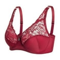 thumbnail image 1 of TANGQIOP Women'S Bra Plus Size Adjustable Underwire Thin Cotton Lifting Push-Up Lace Solid Back Smoothing Support Molded Red 42D, 1 of 5
