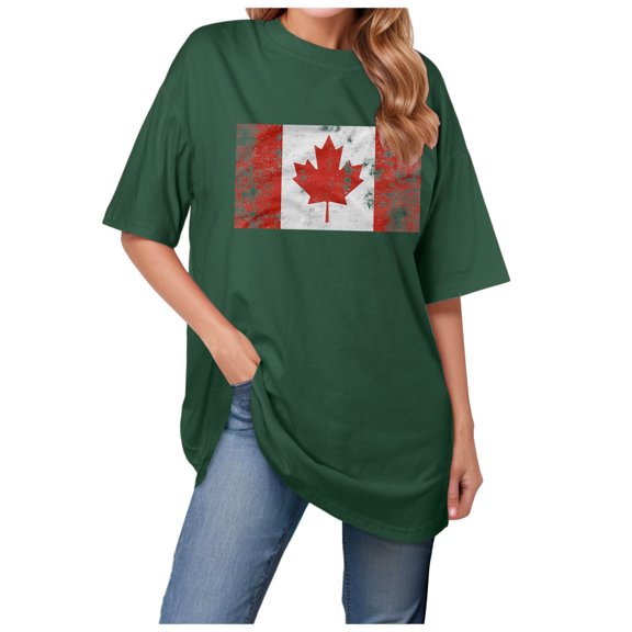 TANGQIOP Women'S T-Shirts Short Sleeve Tees Basic Crew Neck Loose Drop Shoulder Letter Print Breathable Workout Dressy Casual Green M