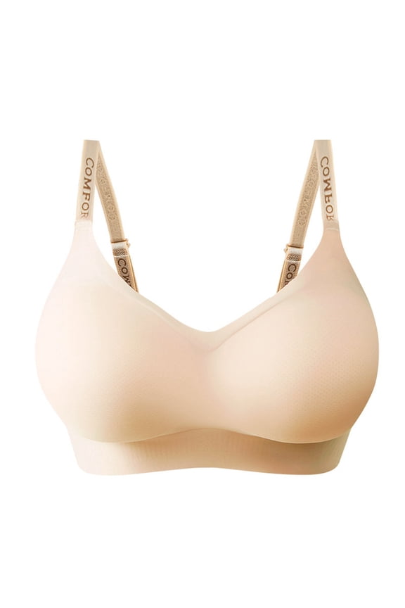 Women'S Wirefree Bra Minimizer Push-Up Beauty Back Mesh Tank Top Athletic Underwear Lift Support Solid Soft Beige 34