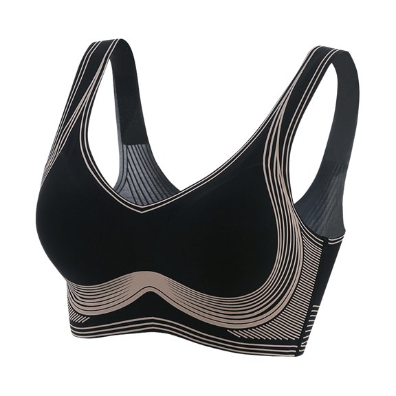 TANGQIOP Women Seamless Underwear Jelly Support Lightweight Tank Tops Seamless Armpit Fat Wireless Push Up Bras Black XL