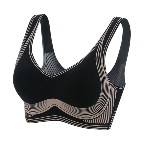 TANGQIOP Women Seamless Underwear Jelly Support Lightweight Tank Tops Seamless Armpit Fat Wireless Push Up Bras Black XXL