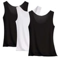 thumbnail image 1 of TANGQIOP Women T-Shirts Tops with 3 Pack Seamless Ice Silk Tank Top Inner Base Layer Slimming Camisole Solid Color Sleeveless Silver XXXXL, 1 of 5