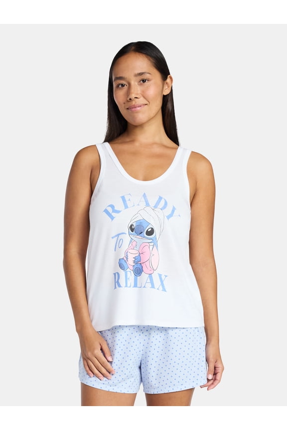 Stitch Women's and Women's Plus Tank Top and Shorts Pajama Set, 2-Piece, Sizes XS-3X
