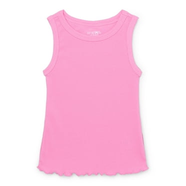 Garanimals Toddler Girl Solid Rib Tank with Lettuce Hem, Sizes 18M-5T