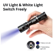 TANK007 F2 Dual Light Flashlight, White Light & 365nm UV Purple Light, Portable for Outdoor Lighting, Fluorescence Detection Banknote Anti-Counterfeiting