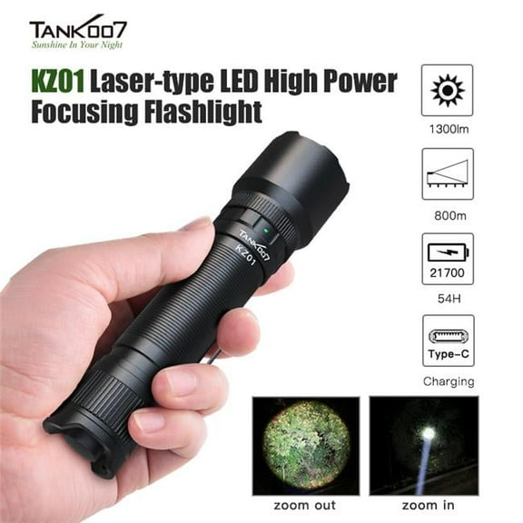TANK007 KZ01 20 watt Laser-Type LED High Power Focusing Flashlight with KZ01 Rechargeable Battery Tactical Torch