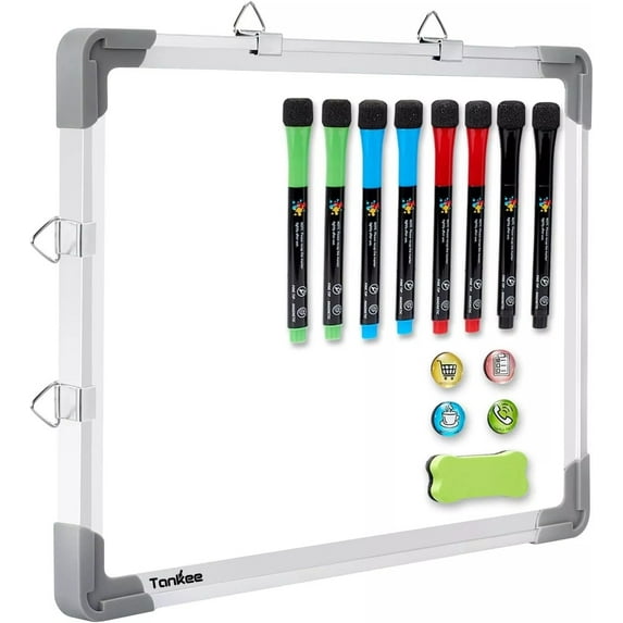 TANKEE 16"x12" Magnetic Dry Erase Whiteboard | Double-Sided, Portable, Hanging