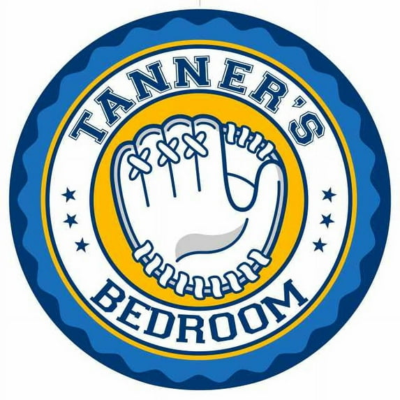 TANNER'S Baseball Glove Bedroom 14" Round Metal Sign Boys Room 100140029143