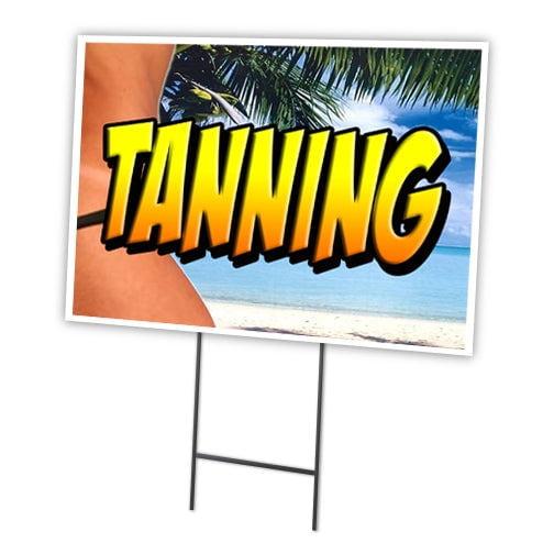 TANNING 18"x24" Yard Sign & Stake | Advertise Your Business | Stake Included Image On Front Only | Made in The USA