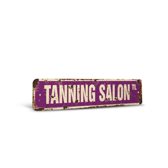 TANNING SALON Vintage Style Rustic Street Sign – Bed Spray Tan Lotion Lamps Retro Decorative Wall Sign for Home, Bar, Garage, or Outdoor Use | 4" X 18" Aluminum Metal Road Sign