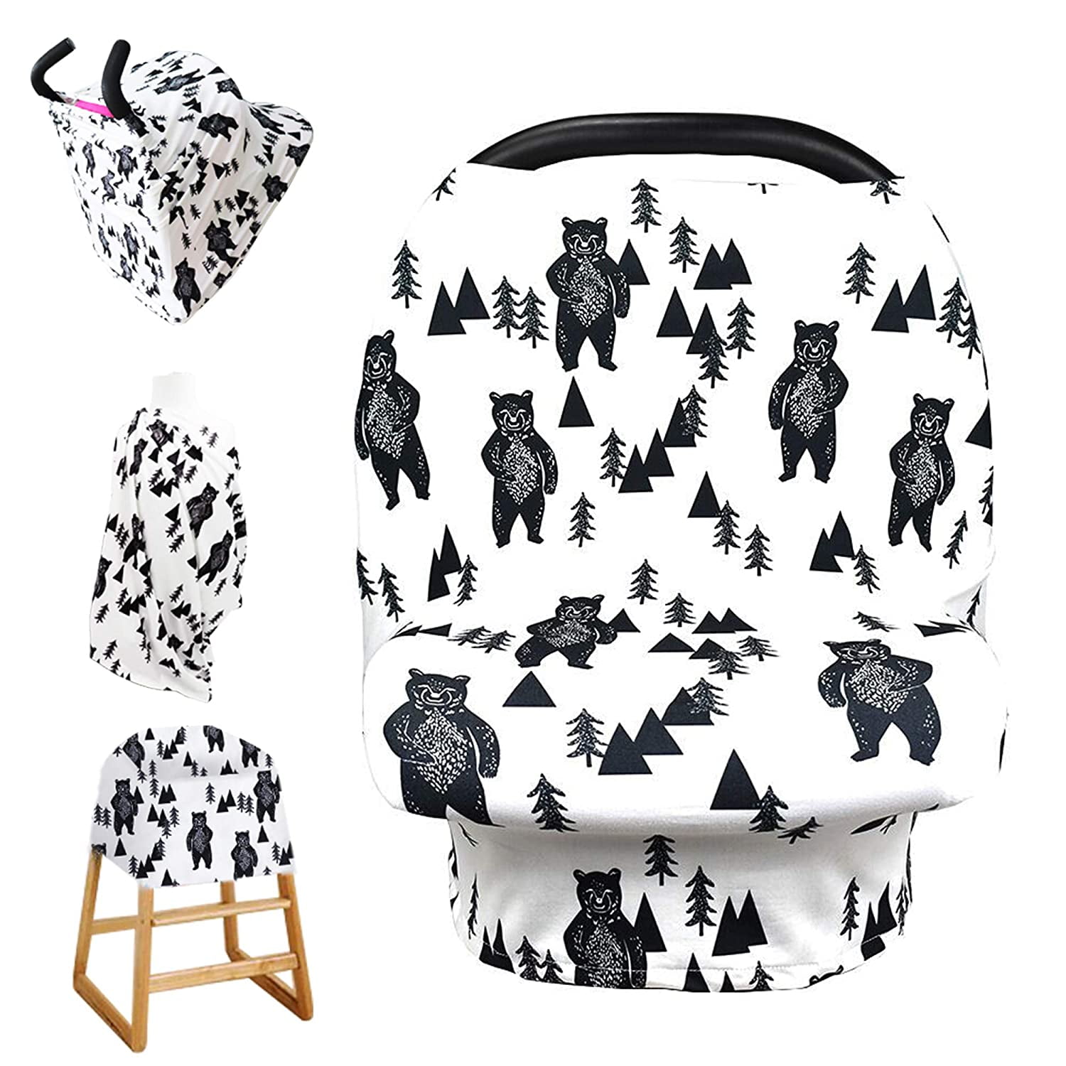 TANOFAR Car Seat Cover for Babies, Bear Baby Carseat Canopy for Newborn