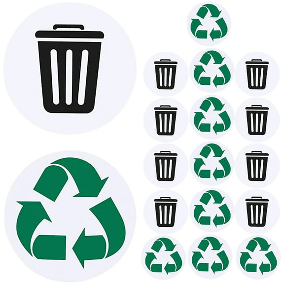 TANOM Self Adhesive Recycling Stickers Bin Garbage Classification Sign Labels Emblems PVC Trash Large Recyclable